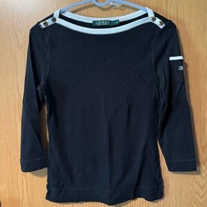Lauren by Ralph Lauren Black Long Sleeve Top